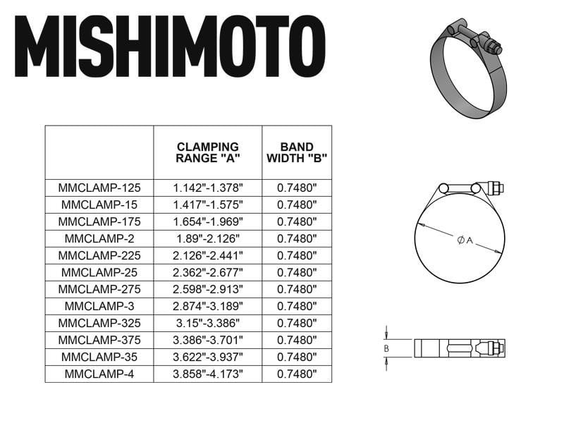 Mishimoto MMCLAMP-4 Stainless Steel T-Bolt Clamp Silver 4